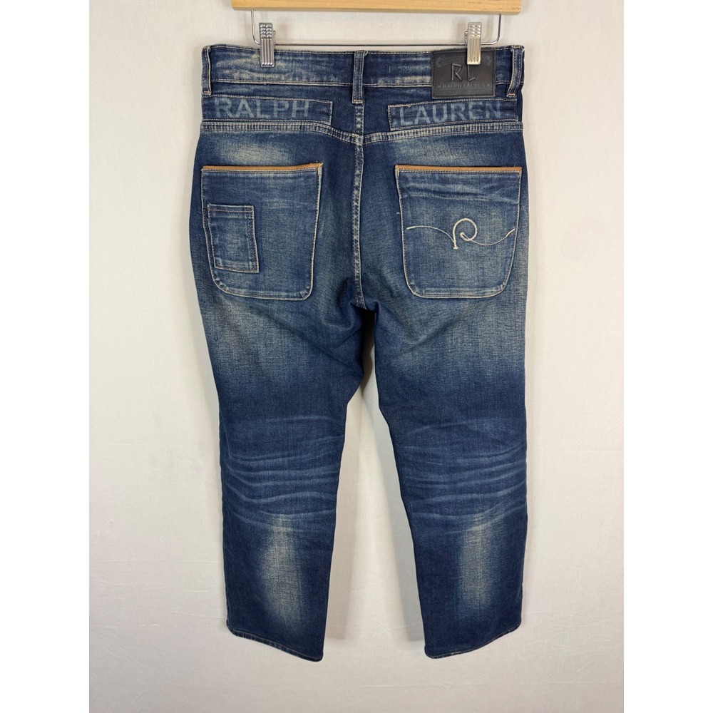 Polo Ralph Lauren Mens Blue Faded Denim Jeans Back Logo Size 32X26